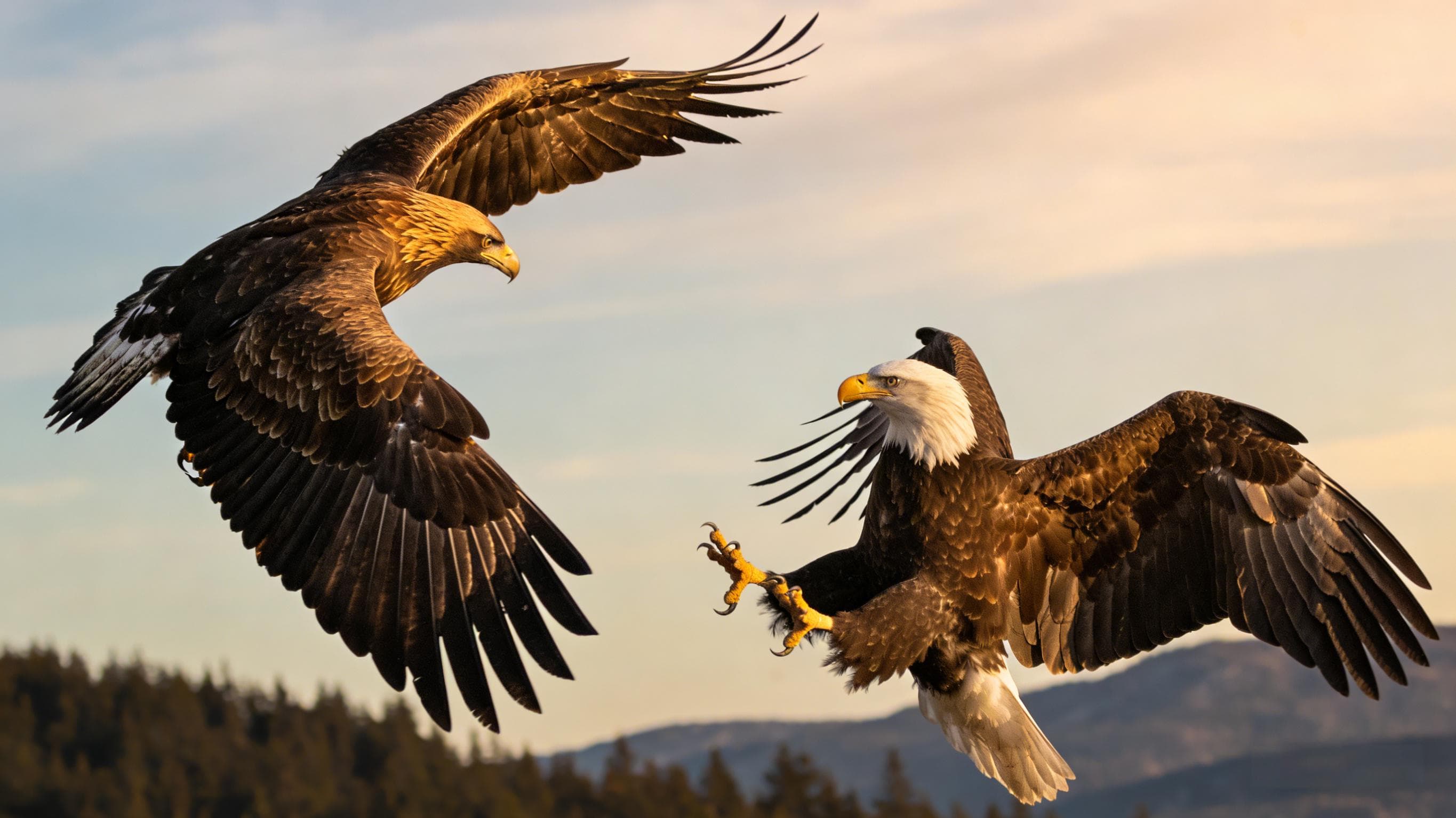 La bataille aérienne des rois Raptor-Le duel de pointe entre les aigles royaux et les aigles à tête chauve